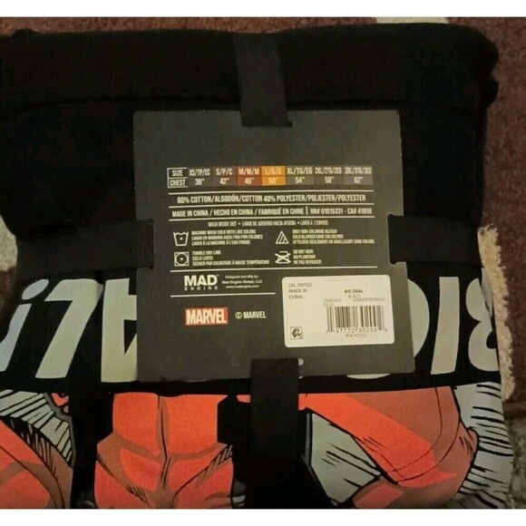 Deadpool Hoodie Men's XXL  Black Pullover Long Sleeve - Picture 4 of 5